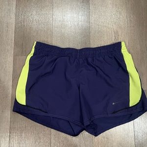 Nike purple and neon green running shorts size small